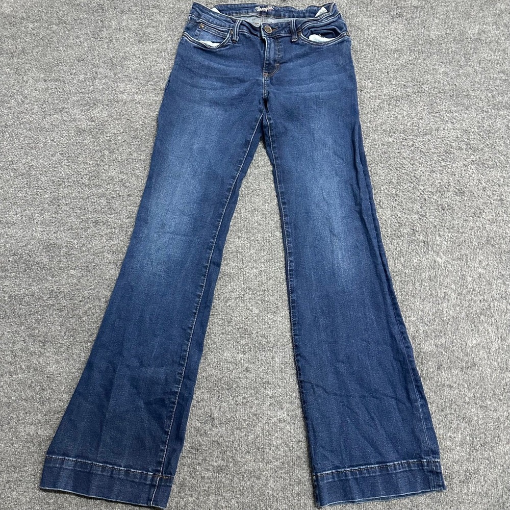 Wrangler Jeans Womens Size 7x36 Blue Bootcut Stretch Dark Wash Denim 09MWWHA